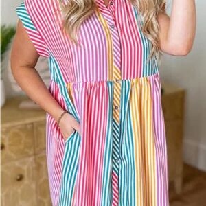 Entro Multicolor Striped Dress